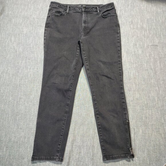 Simply Vera Wang Jeans Women's Size 14 Black Dark Wash High Skinny Stretch Ankle - Picture 1 of 12